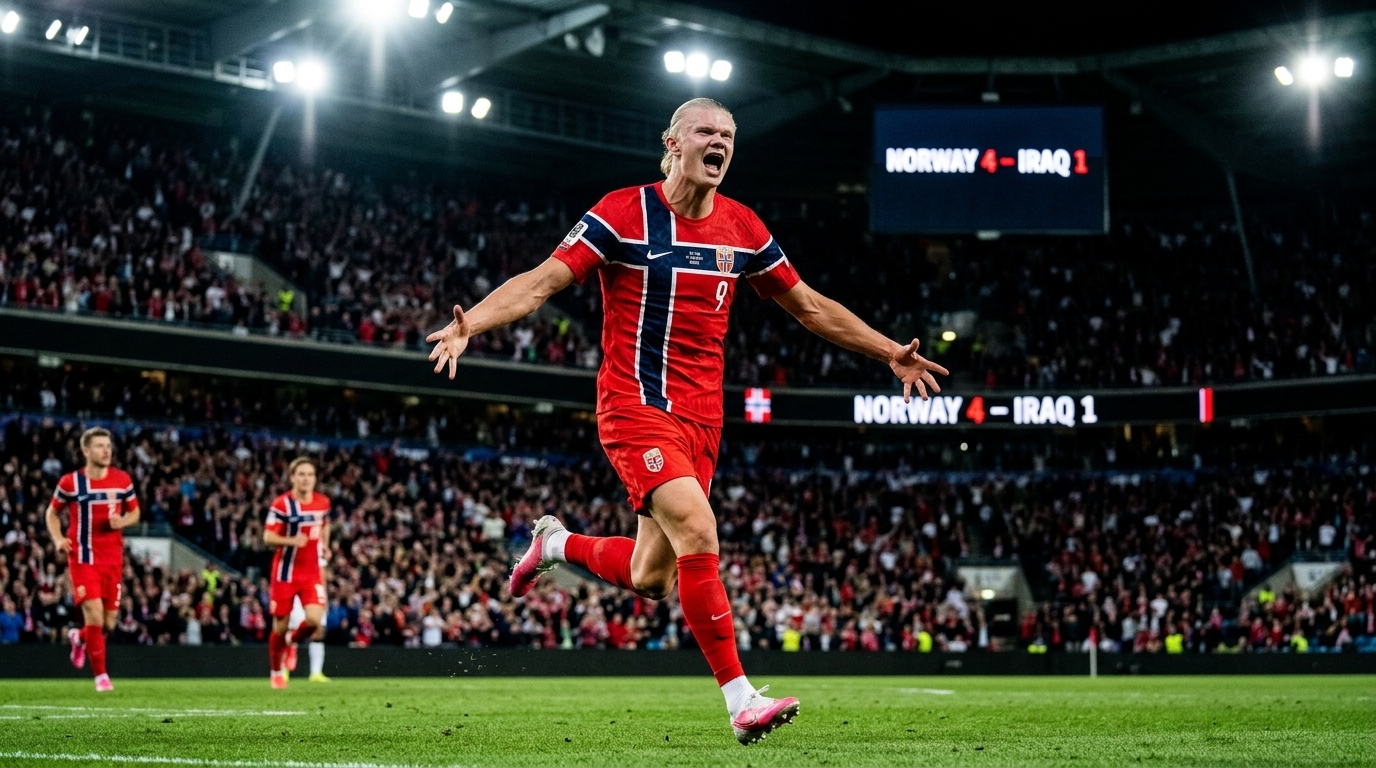 Haaland Finally Does It - Norway's Goal Machine Nets First-Ever World Cup Goals in 4-1 Rout of Iraq